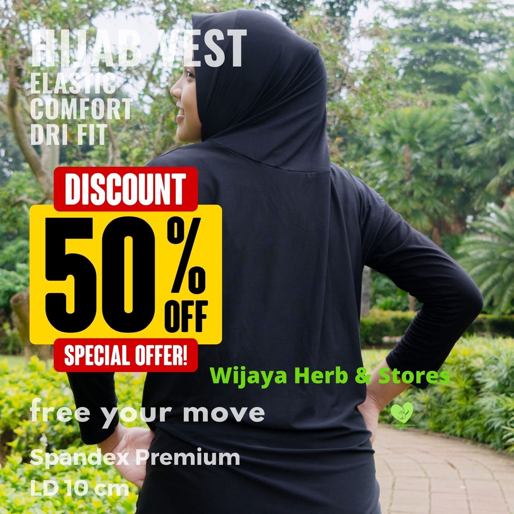 Rompi Olahraga Wanita Hijab Vest Sport Instan Praktis Nyaman Elastis Quick Dry bahan Spandeks Premium