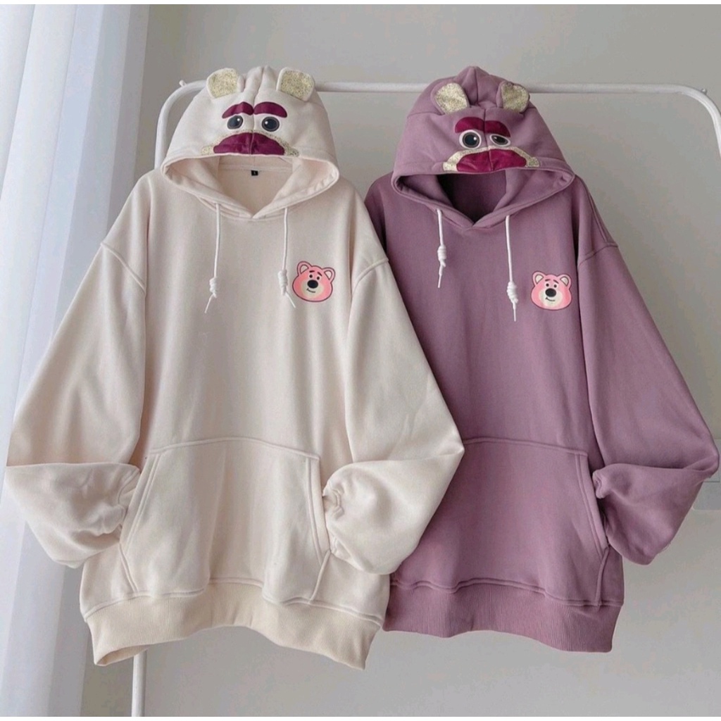 SWEATER HOODIE BEAR CUTE JACKET WANITA LUCU KOREAN FASHION OUTFIT KEKINIAN OUTERWEAR KASUAL