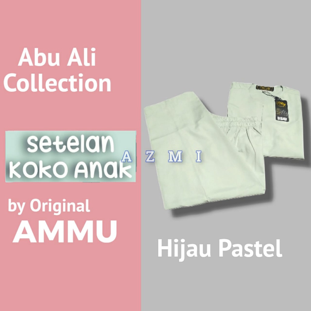Baju Koko Setelan Anak Original by ammu Pastel Series Anak, Abu Ali Bahan Katun, Abu Aly collection