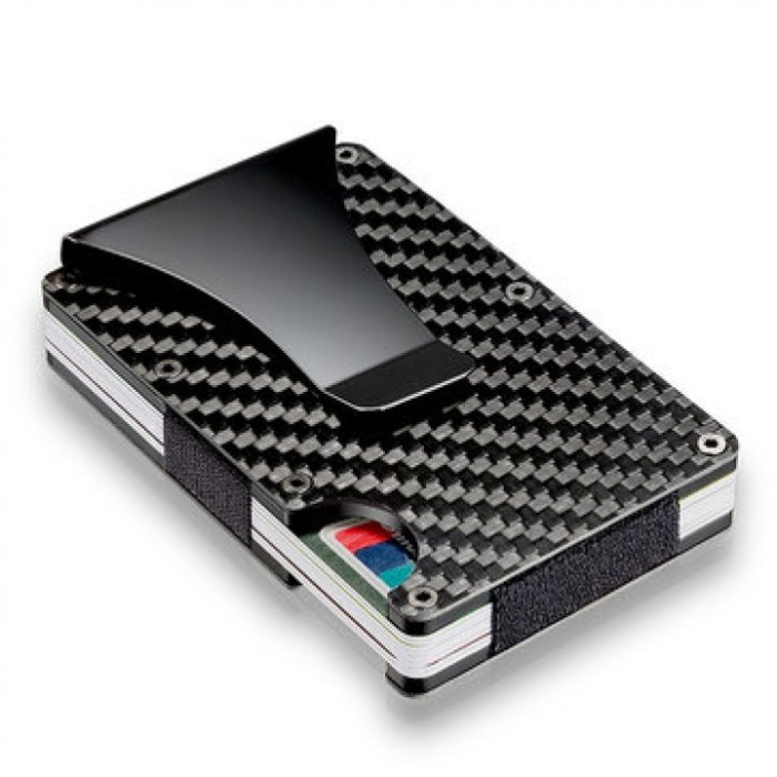 

Slim Carbon Fiber Credit Card Holder Rfid Blocking Metal Wallet Clip Star Seller