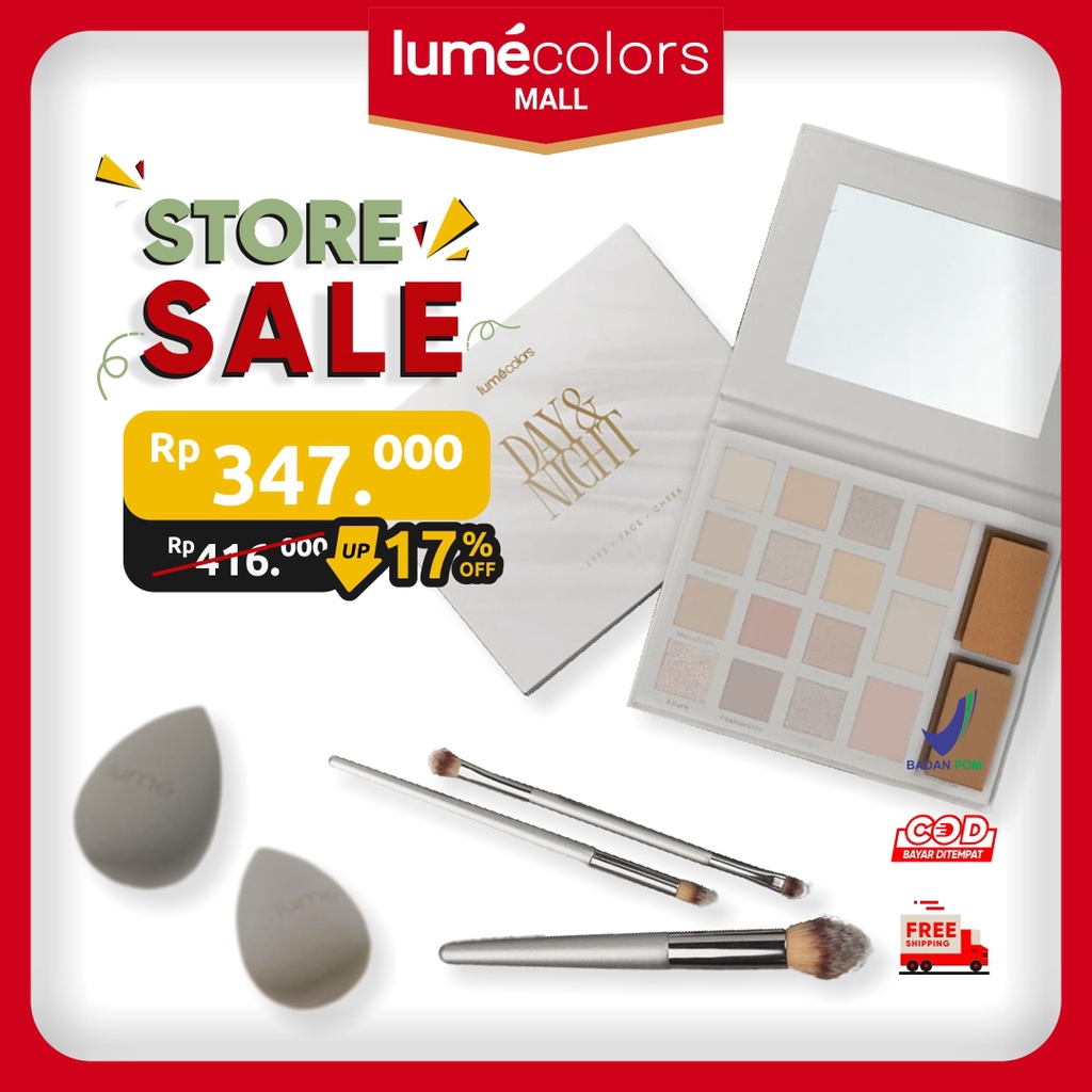 Lumecolors Eyeshadow Palette Day and Night Bronzer Conturing + Brush 5 IN 1