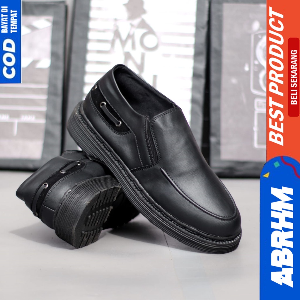 Sepatu Loafers Docmart Pria Formal Kerja Hitam Abraham FULTON