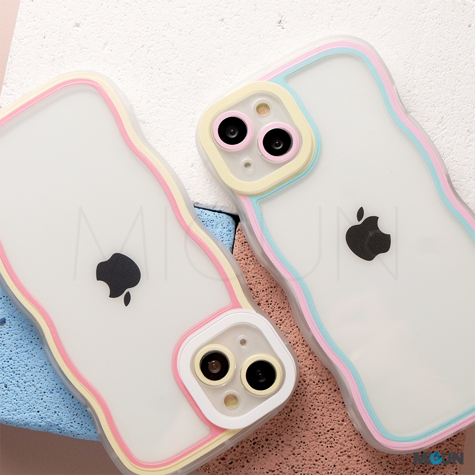 Curly Pastel Transparent Silicone Case iPhone 7 8 Plus X XS MAX XR 11 12 13 14 PRO MAX PLUS