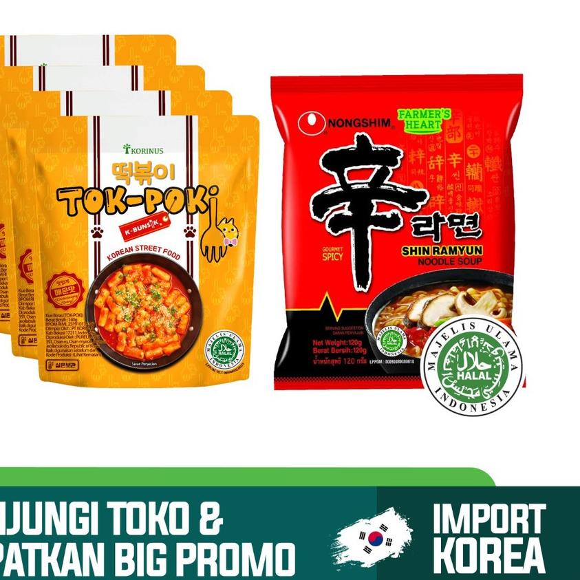 

♬ Paket Hemat 4 Tokpoki + Nongshim Shin Ramyoen Halal Korea ✫