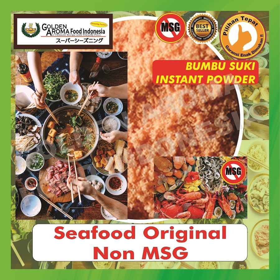 

BUMBU STEAMBOAT Seafood Original Non MSG 1Kg Suki Instan Shabu Hotpot Seafood Tanpa MSG Kiloan 1 Kg Halal Sabu Kuah Soup Original Stemboat Steambot Steamboot Sukiyaki Grill Bakar Instant Gafi Seasoning Powder Murah Enak Terbaik Premium Promo