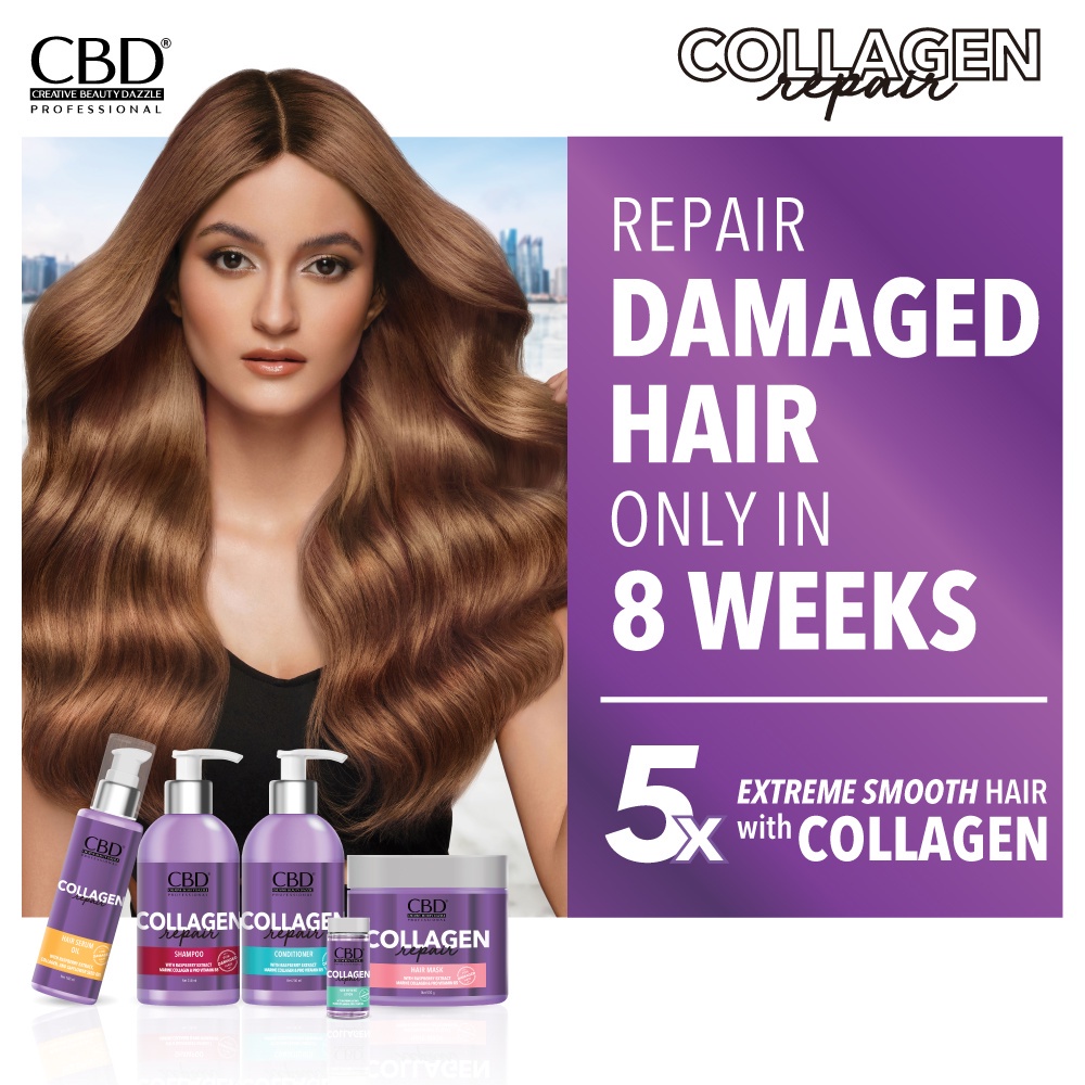 CBD Collagen Repair Shampoo Conditioner Hair Mask - Perawatan Pelembut Pelembab Rambut Rusak Kering Bercabang