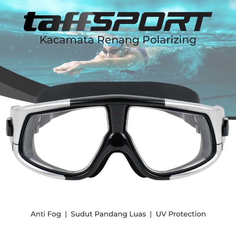 TaffSPORT Kacamata Renang Polarizing UV Protection Anti Fog - GOG-3610 Silver Hitam