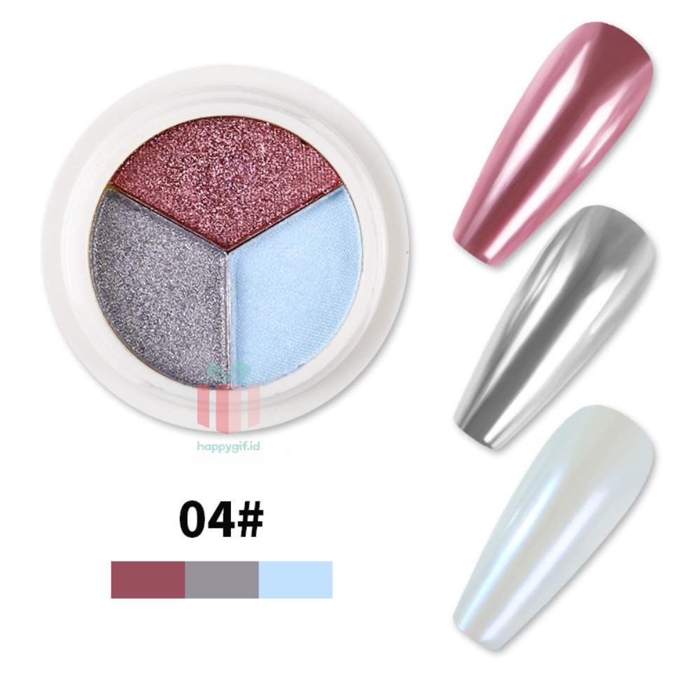 Magic Mirror Nail Powder Solid Pigment 3 in 1 Nail Art titanium gold aksesoris kuku powder KU053