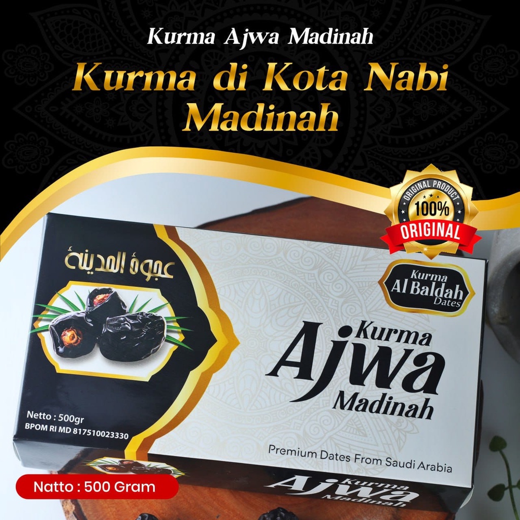 

Kurma Ajwa - Kurma Ajwa Madinah 500gr Kurma Premium Saudi Arabia Asli Original