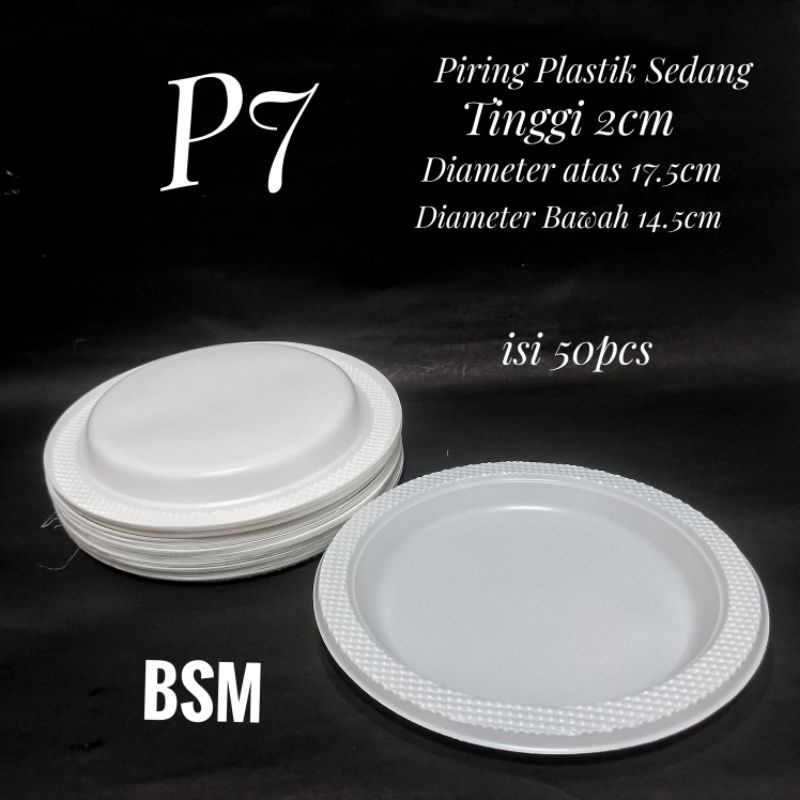 Piring Plastik Putih Susu  Sedang P-7/Piring Makan Plastiki (50pcs)