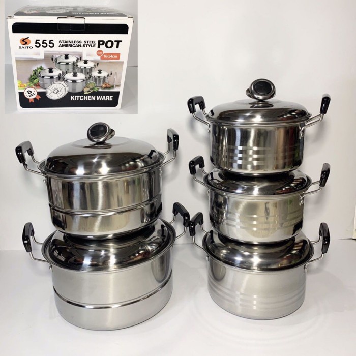 ___] Panci Steamer Dandang set Stainless Saito 555