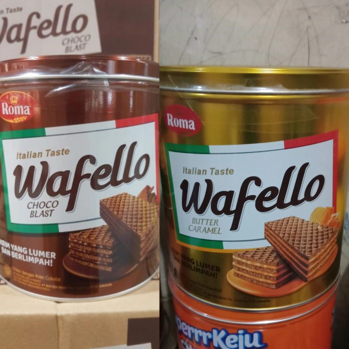 

Wafer Roma Wafello Choco Blast Kaleng 294gr-Cemilan-Lebaran-