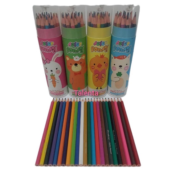 Pensil Warna Fancy Tabung Rautan 24 Warna Panjang