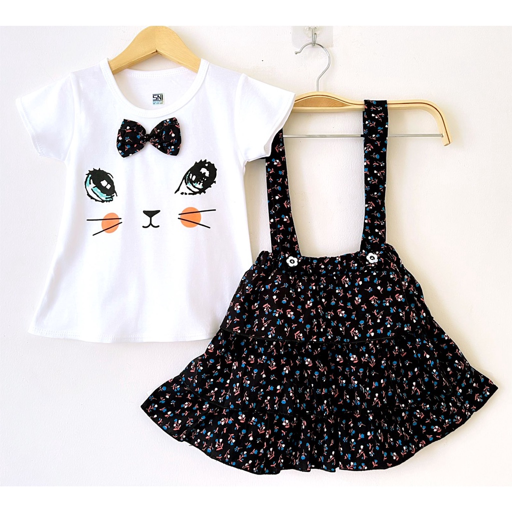 Miiko Overall / Flossy Dress Baju Setelan Jumper Rok Kaos Pergi Lucu Fashion Anak Bayi Perempuan Cewek Terlaris