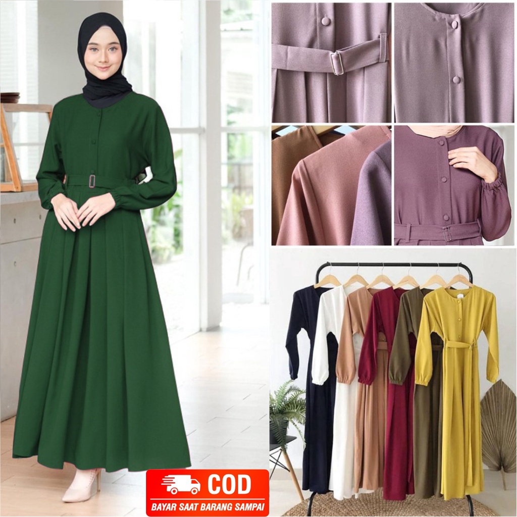 SETELAN BAJU GAMIS REMAJA WANITA SANTAI MUSLIM MUSLIMAH PESTA SYAR"I MOSCREPE KEKINIAN ANJANI DRESS 