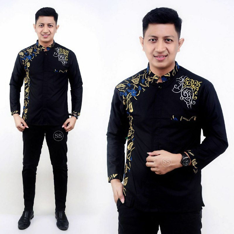 KEMEJA KOKO PANJANG KOMBINASI BATIK MODERN