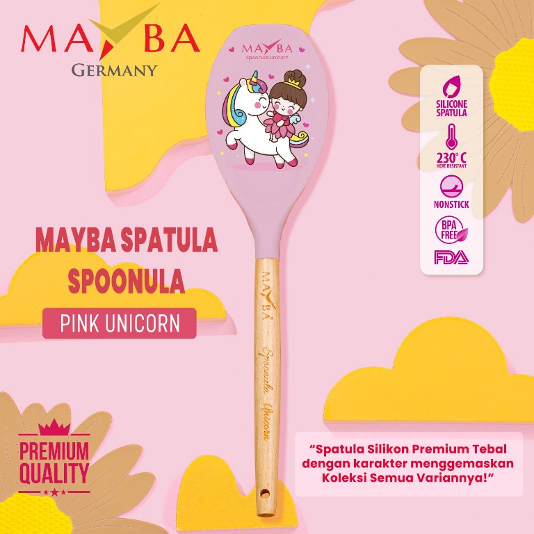 SPATULA SPOONULA SILIKON MAYBA Pilihan Karakter unicorn AMOR Sutil Silicon Motif donat choco