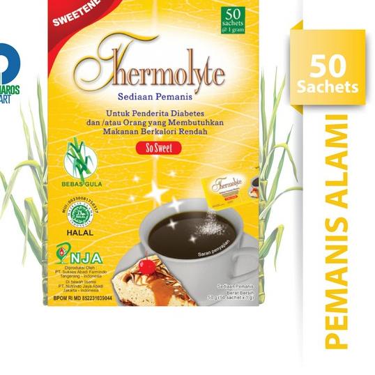 

Terbaru Thermolyte Sweetener - Box isi 50 Sachet @ 1 Gram - Pemanis Pengganti Gula