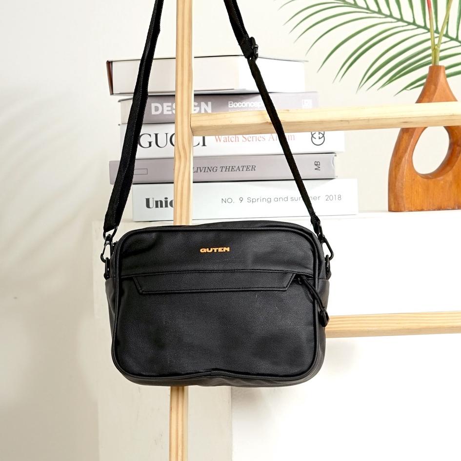 ✮ Guten Inc - Tas Selempang Pria Kulit Dale Black Slingbag ❂