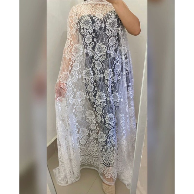BUSA COD DAN GRATIS ONGKIR/ SPESIAL KAIN KEBAYA PUTIH METALIK GLOSSY/ KAIN KEBAYA 3 TEPI MUAT SAMPAI