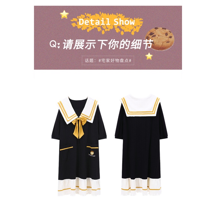 MR-06 dress piyama baju tidur sailor uniform wanita lengan pendek renda lolita putih import jepang