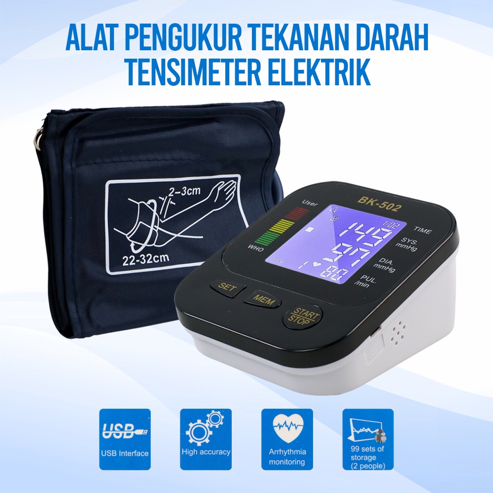 Alat Pengukur Tekanan Darah Tensimeter Elektrik - BK-502 - Black