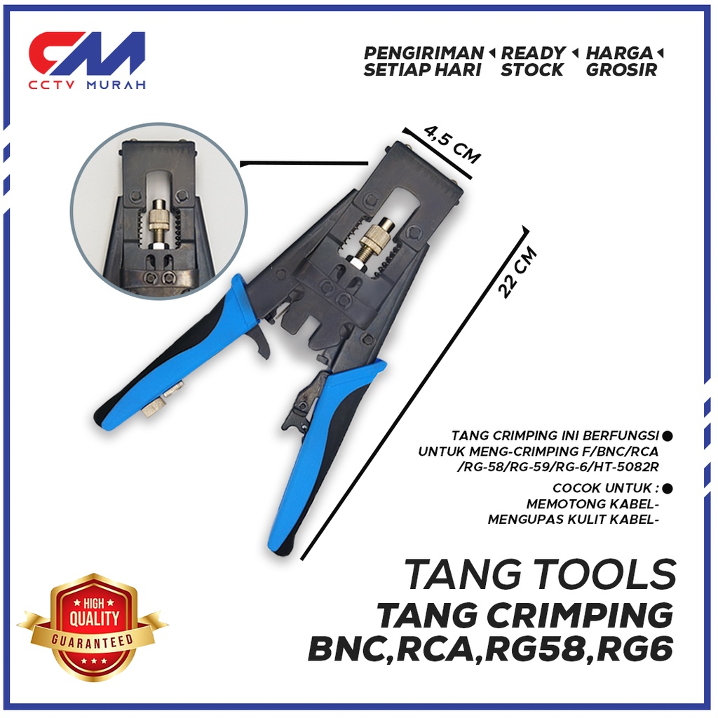 Tang Crimping Tool For F,BNC,RCA/RG-58,RG-59,RG-6 HT-5082R