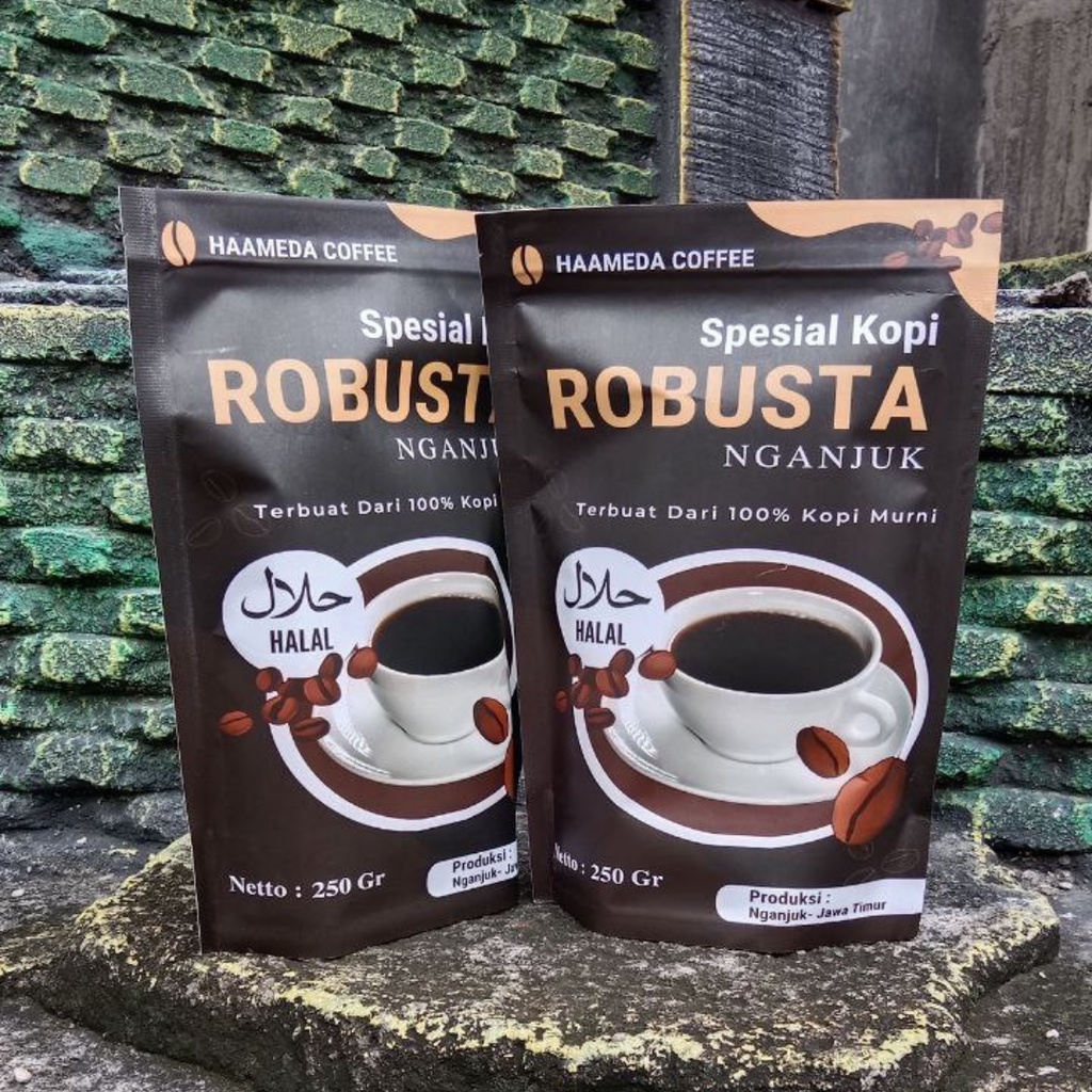 

Kopi Robusta Kopi Bubuk Kemasan 250Gr Haameda Coffee Murni 100% Tanpa Campuran Apapun Original Murah