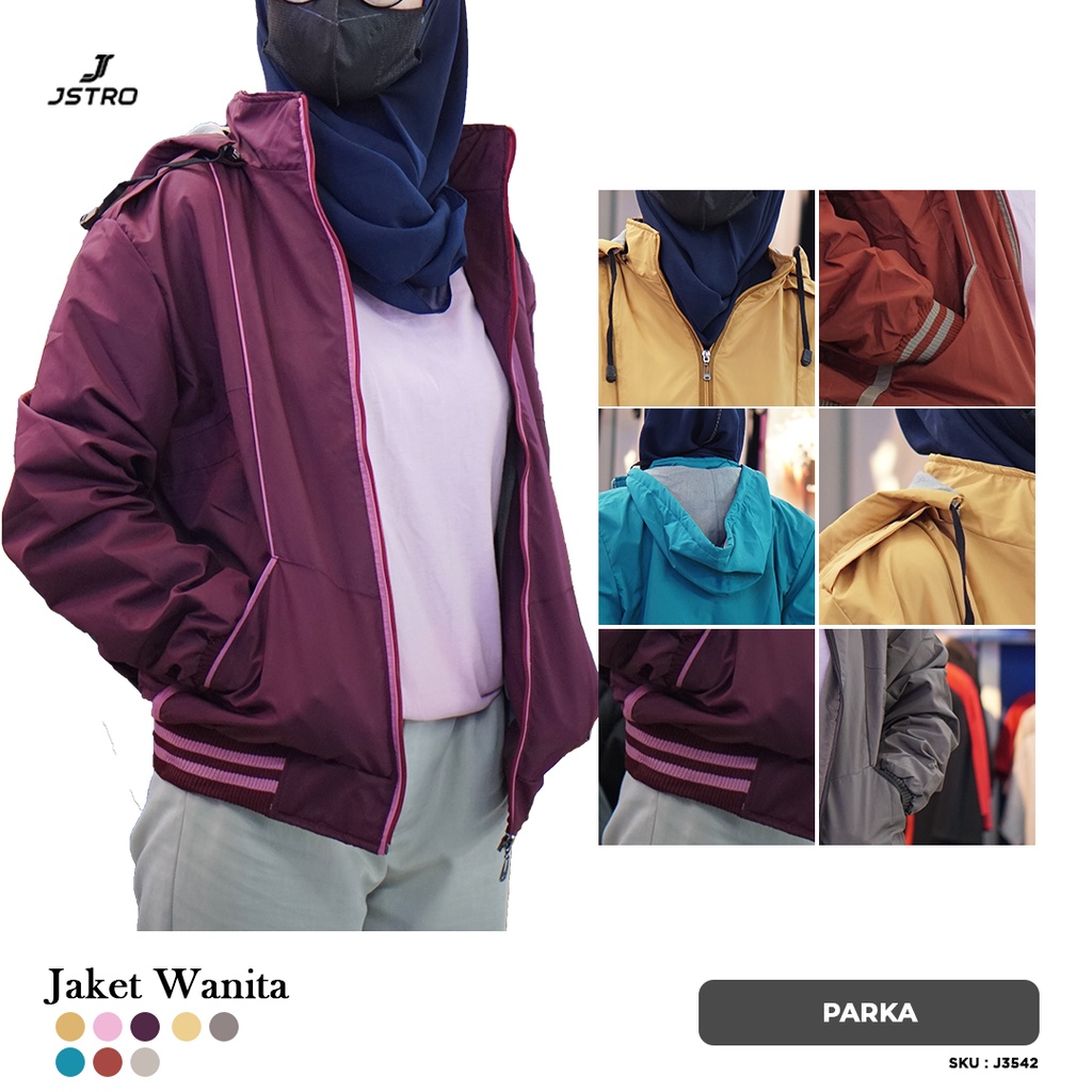 Jstro Jaket Parka Cew Topi Lepas