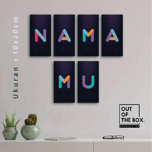 Hiasan Dinding Kamar Alphabet Poster Kayu Huruf Motif Candy Biru Wall Decor Pajangan Rumah Custom Na