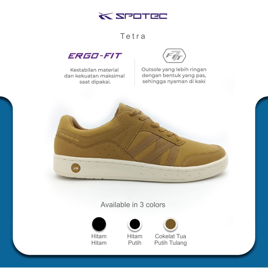 SPOTEC Sepatu SNEAKER Artikel TETRA-Coklat Tua/Putih Tulang