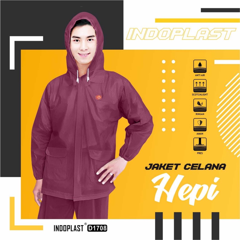 FELWINSHOP Jas Hujan Murah Hepi Bahan PVC Lentur Jaket Celana Dewasa Mirip Midi dan Ceria