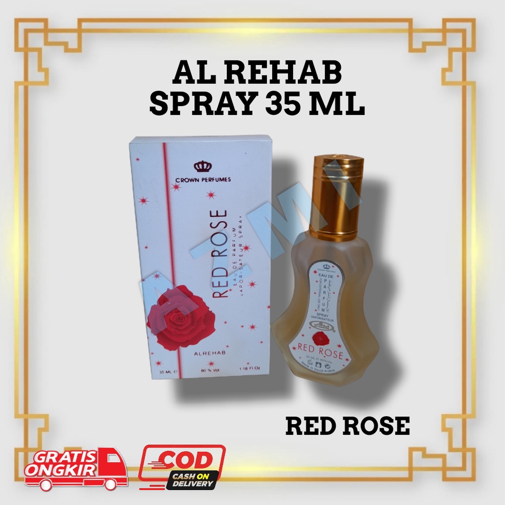 Parfum Al Rehab Spray Red Rose 35ml, Original Jeddah/Minyak Wangi Sholat Parfum Pria Wanita ar rehab