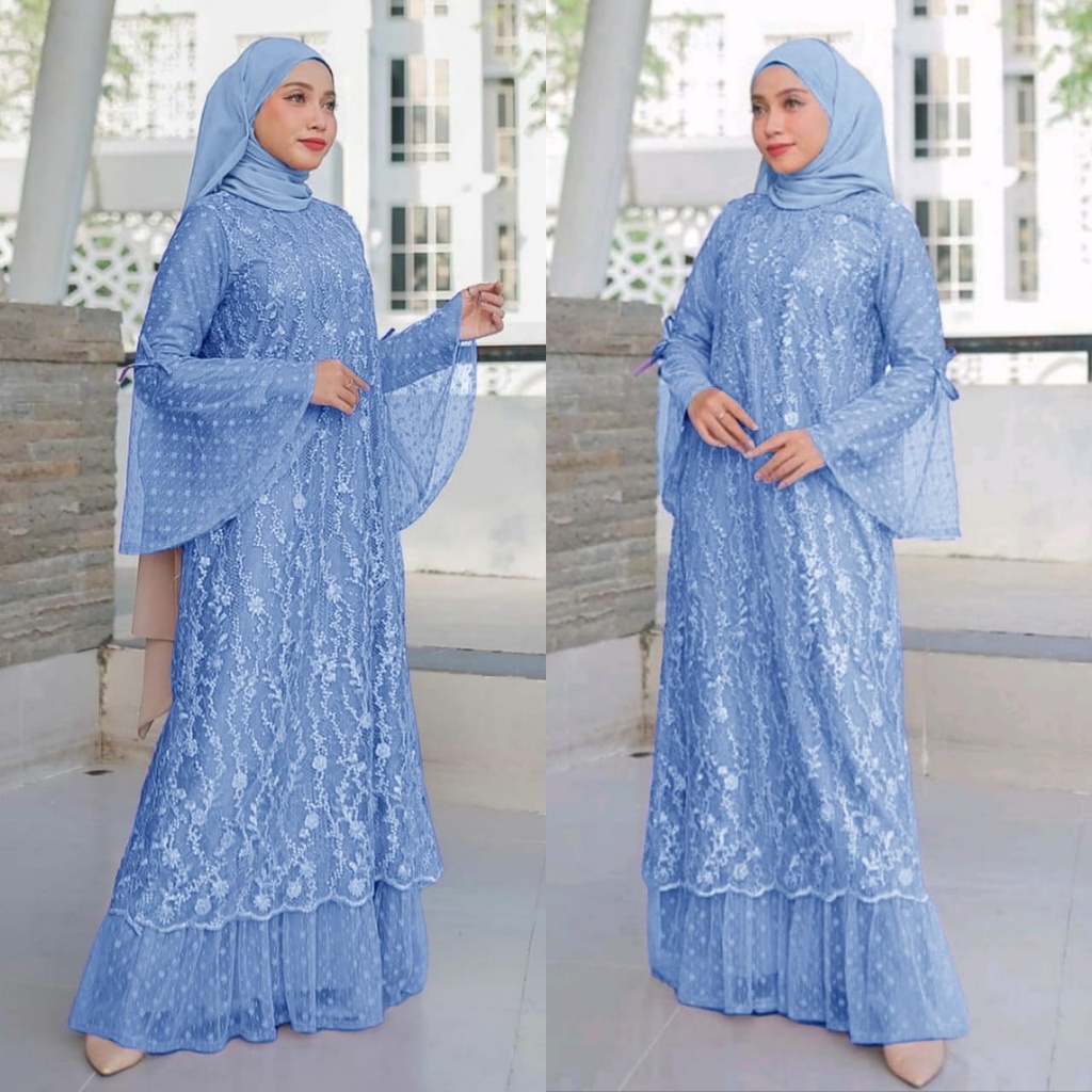 MX NABILA BRUKAT MEWAH 2XL XL L M / TERLARIS / GAMIS FASHION WANITA TERBARU / PAKAIAN DRESS PESTA