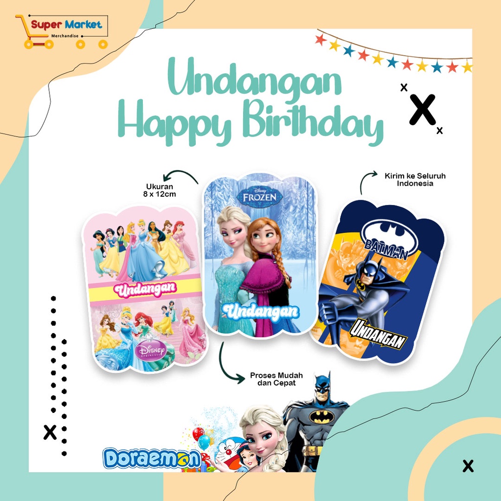 ISI 5 KARTU UNDANGAN ULANG TAHUN ANAK MURAH / KARTU UCAPAN ULTAH HAPPY BIRTHDAY / BIRTHDAY CARD / UN