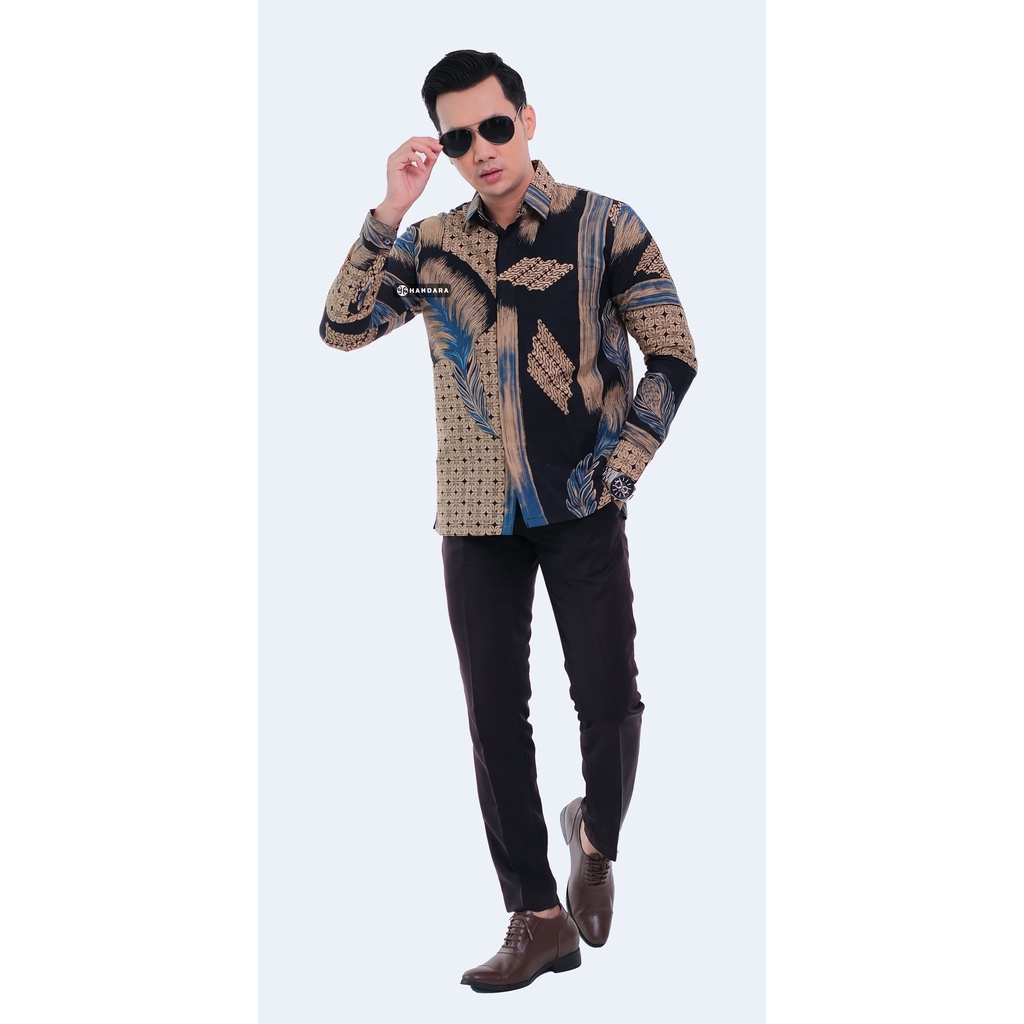 Handara Batik Pria Lengan Panjang Slim Fit Premium Govinda Hitam HB-354