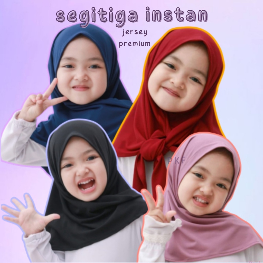 Jilbab Instan / Kerudung Segitiga Anak Instan - Hijab Instan Jersey Anak Perempuan