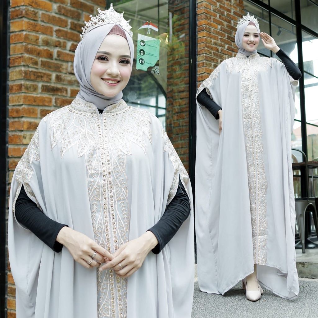 Set Kaftan Wanita Muslimah Aplikasi Bordir Kombi Payet Corla + Manset  HOPYLOVY