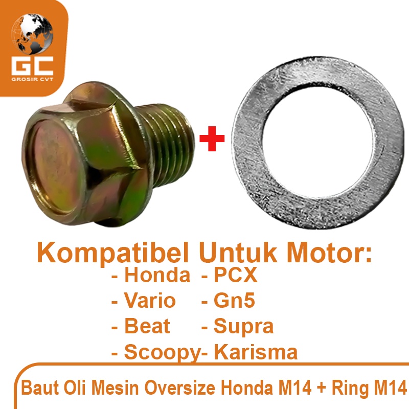 Baut tap oli mesin bawah Honda Beat Vario Scoopy PCX Gn5 Supra Karisma M12 Standar M14 Oversize