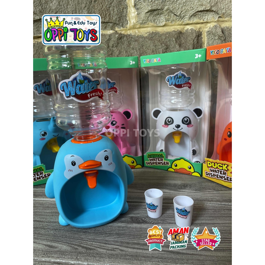 Mainan Dispenser Galon Mini Karakter Hewan Lucu Anak + Gelas | Galon Air Mini Karakter Edukasi Anak