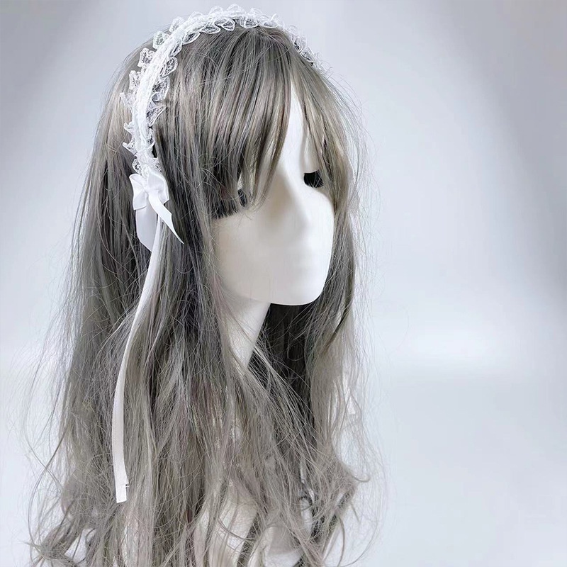 HBWL white lolita classic headband bando cosplay renda pita putih anime