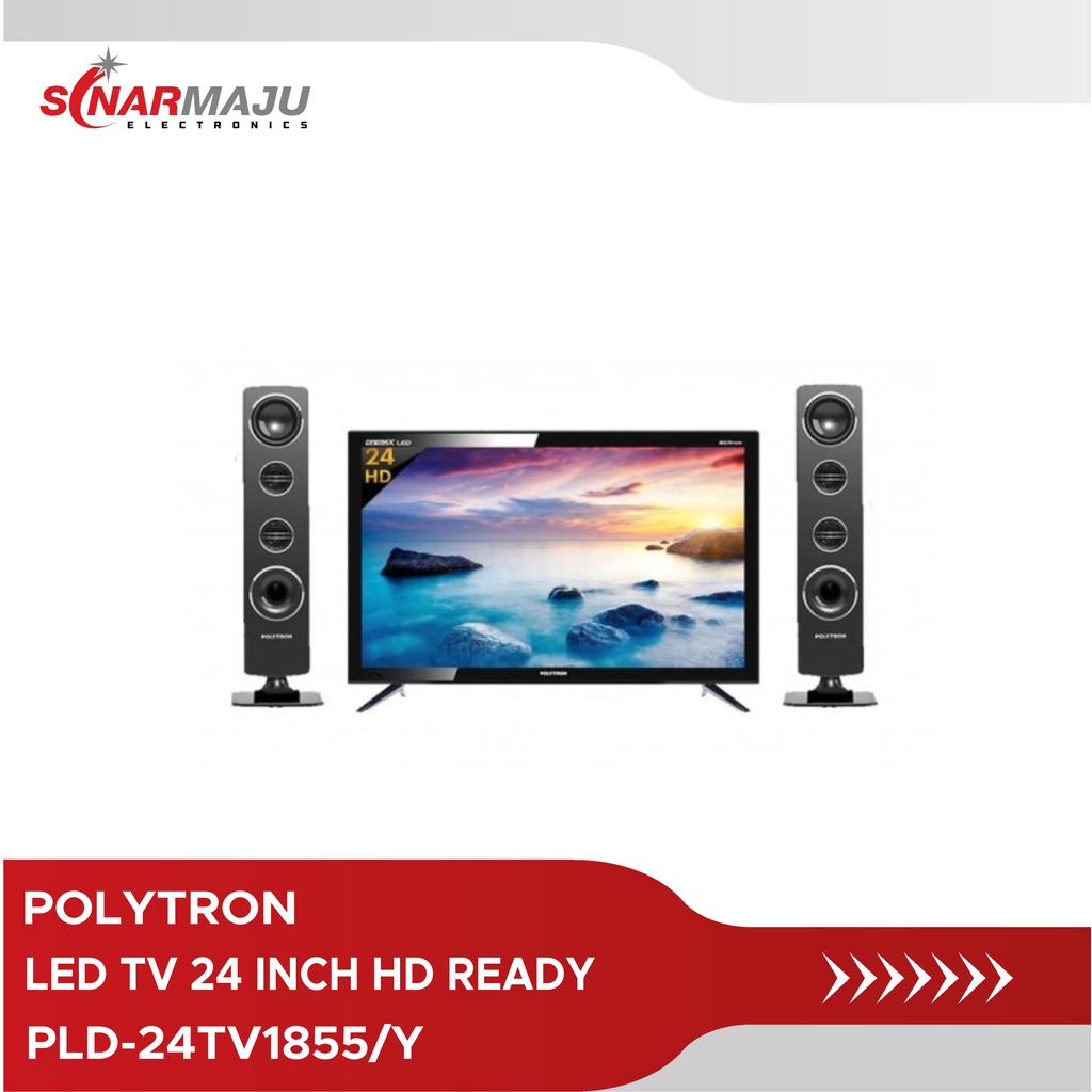 Digital LED TV 24 Inch Polytron HD Ready Cinemax Sound Tower PLD-24TV1855/Y PLD24TV1855
