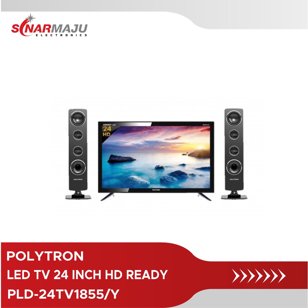 Digital LED TV 24 Inch Polytron HD Ready Cinemax Sound Tower PLD-24TV1855/Y PLD24TV1855