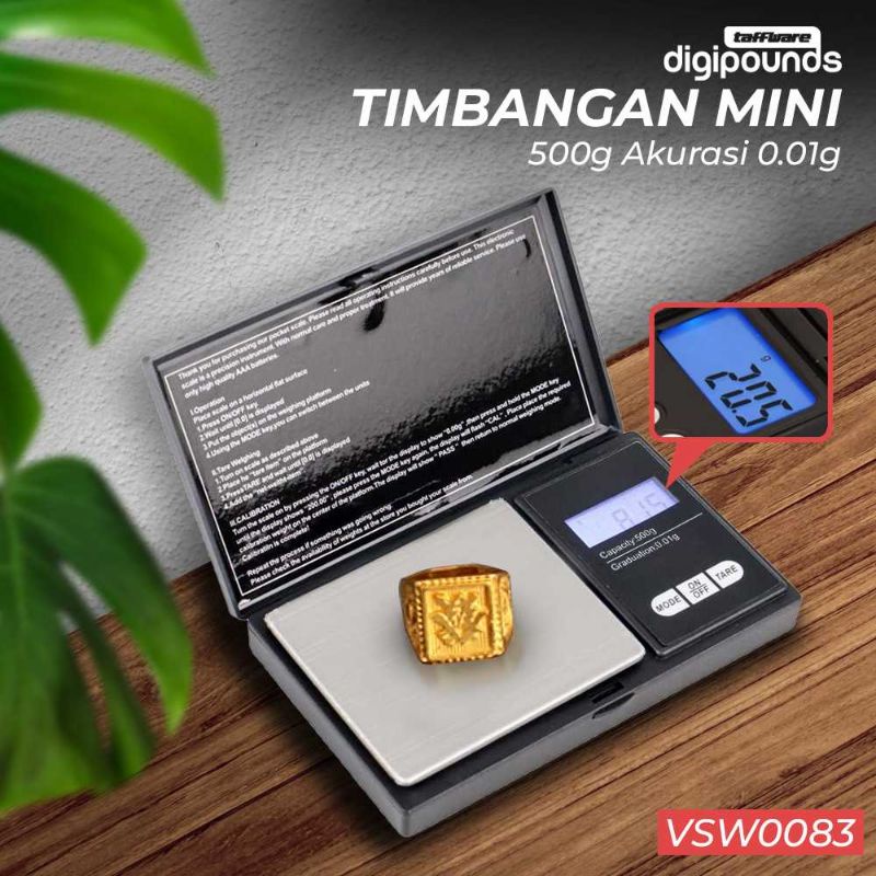 Taffware Digipounds Timbangan Mini Emas Akurasi 0.01g 500gr VSW0083 Black