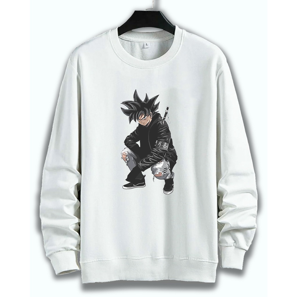 Baju sweater (DTF BLACK GOKU) Pria Lengan panjang /Outerwear/Sweater pria/Fashion pria/Sweater Pria Basic Jumper