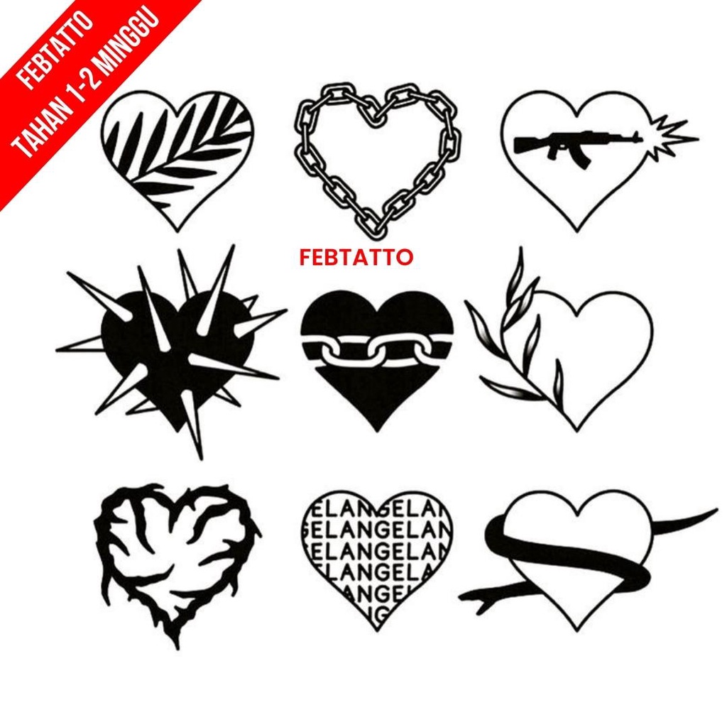 Tato Temporer Love Campur Tato kecil Stiker Tatto - LOPI 1-9