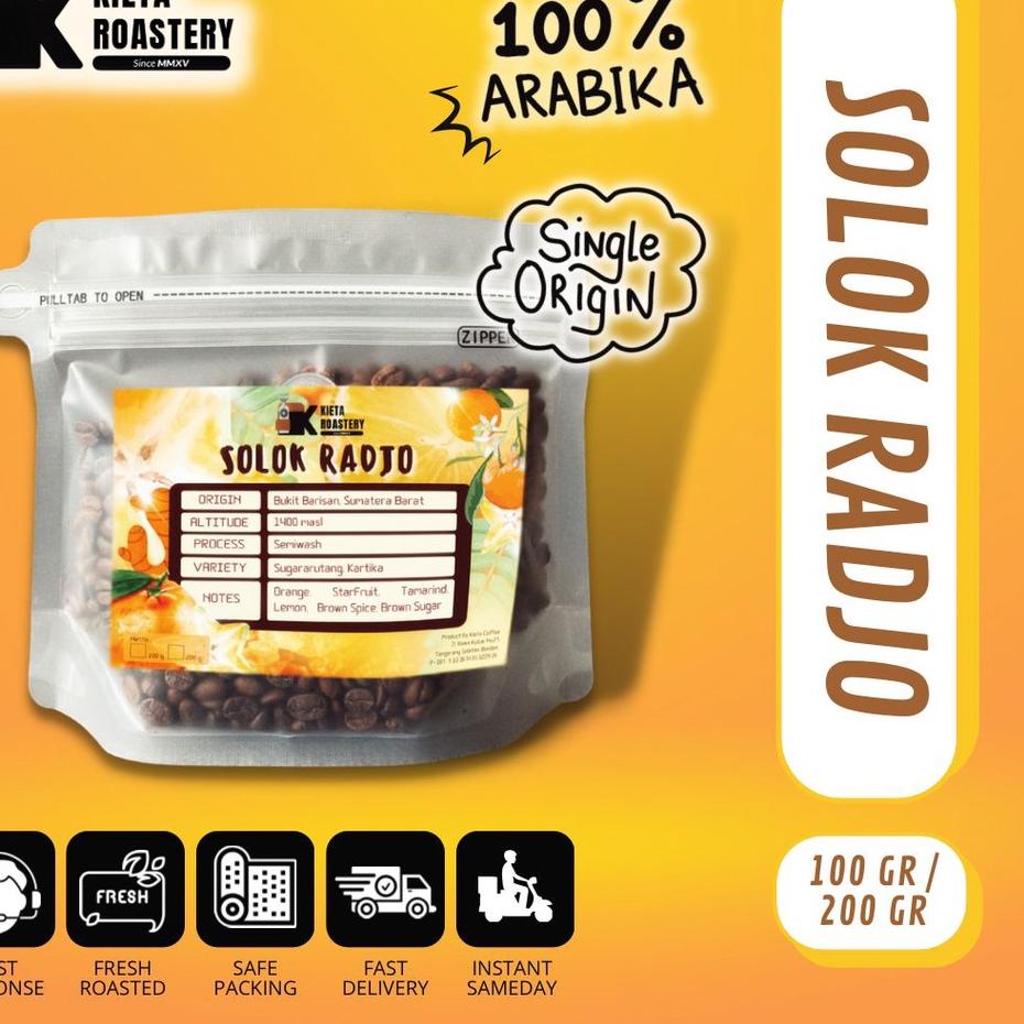 

➮ Biji Kopi Arabika Solok Radjo Premium 250gr kieta coffee ֍