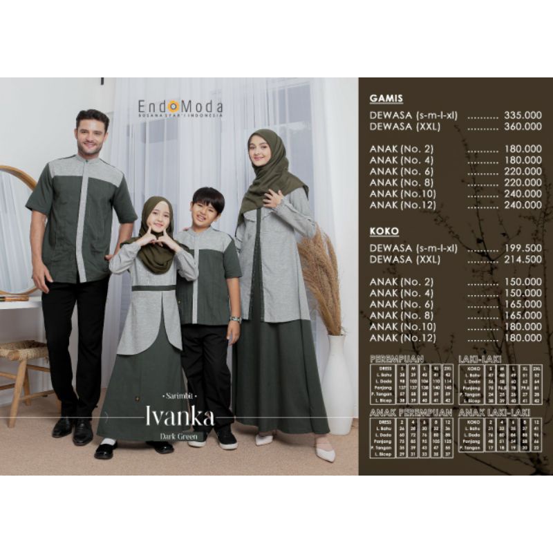 Sarimbit Endomoda  Baju Lebaran Ivanka Green army