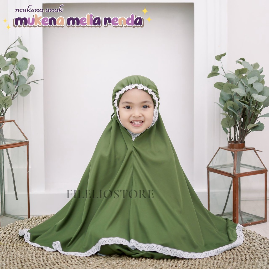 Mukena Anak Melia Renda Polos (Gratis Tas) / Mukena Anak Usia 3-5 Tahun Perlengkapan Sholat Anak Perempuan