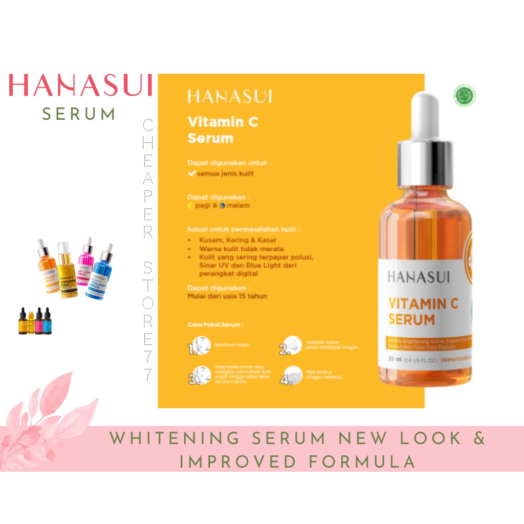 HANASUI - SERUM 4 VARIANCE - VIT C - ACNE - VIT C + COLLAGEN + GOLD 20 ML - SERUM WAJAH - SERUM MUKA - SERUM PERAWATAN WAJAH